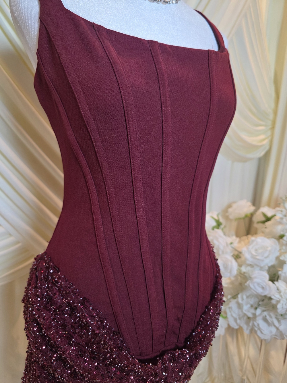 Unknown Brand Burgundy Sequin Mini Dress - Picture 3 of 11